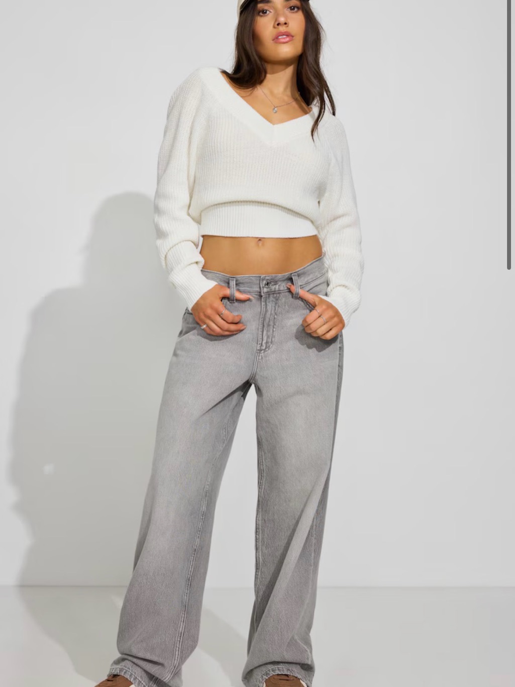 Garage Wide-Leg Light Gray Jeans